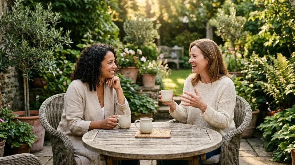 Friends enjoying a peaceful Sunday morning together during a hard time.