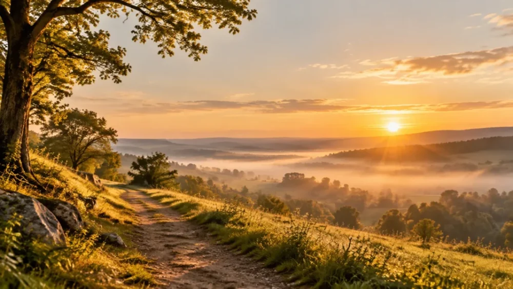 Peaceful Sunday sunrise representing hope and faith for the week ahead